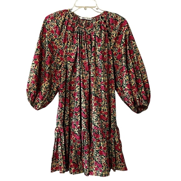 ZARA Blogger Favorite Voluminous Puff Sleeve Floral Printed Dress S Feminine - Picture 8 of 16